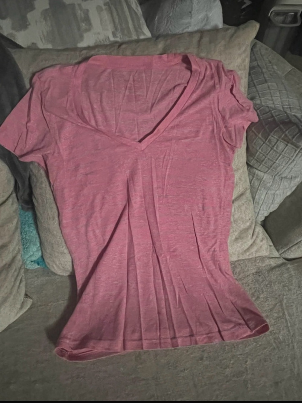 Wet Seal Pink Women's V-Neck Short Sleeve T-Shirt